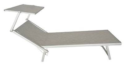Salone-negozio-online Lettino Prendisole Mare Spiaggia Alluminio con Parasole Grigio