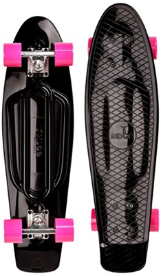 Ridge Skateboards Recycled Cruiser Skateboard, Nero/Rosa, 27"