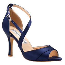 Duosheng & Elegant HP1821 Donna Peep Toe Tacchi a Spillo Sandali Eleganti Fibbia Cinghietti Satin Scarpe da Ballo per la Festa Nuziale Blu Marina EU 3 en oferta
