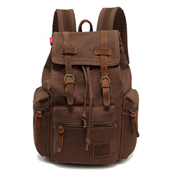 Vintage unisex casual zaino in pelle tela zaino Bookbag Satchel escursionismo zaino da viaggio all' aria aperta Shouder bag en oferta