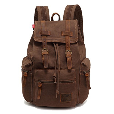 Vintage unisex casual zaino in pelle tela zaino Bookbag Satchel escursionismo zaino da viaggio all' aria aperta Shouder bag