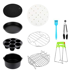 Accessori per friggitrice ad aria calda, 11 pezzi, accessori per friggitrice, accessori da forno, cestino per pizza, tappetino in silicone, griglia pe características
