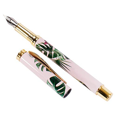 JO & JUDY - Penna stilografica "Jungle" con motivo giungla, dimensioni 13,2 x 1,0 cm, colore: rosa, rosa e verde