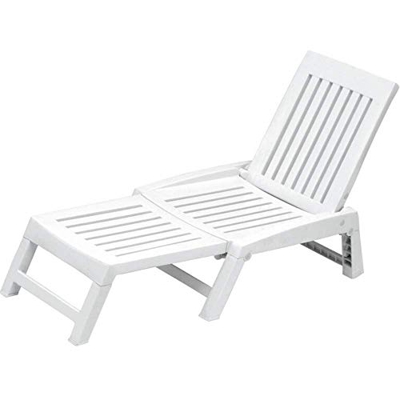 Luxurygarden Lettino Prendisole da Giardino Pieghevole, in Resina Antiurto, Design Contemporaneo | Colore Bianco 177x30x61h