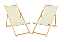 Sedia sdraio pieghevole in legno, senza braccioli, con rivestimento in stoffa intercambiabile, colore bianco, 2 pezzi características