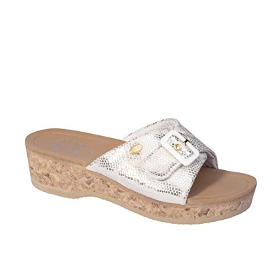Scholl Wappy Sandali con Zeppa, Argento, 42 EU