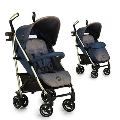 Icoo Pace 130025 Passeggino Leggero e Pieghevole, Compatto, Dalla Nascita a 25 Kg, con Posizione Nanna, Portabibite, Chiusura ad Ombrello - Blu/Beige