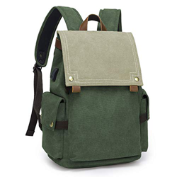 TAK Zaino viaggio vintage in tela Uomo Donna porta pc 15.6 pollici USB multifunzione canvas zaino Lavoro per Casual Scuola Viaggio Bianco bluastro características