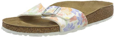 Birkenstock Mules Madrid Birko-Flor Supernatural, Sandali Donna, Super Natural Flower White, 38 EU