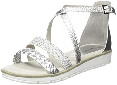 MARCO TOZZI 2-2-28606-24, Sandali con Cinturino alla Caviglia Donna, Argento (Silver Comb 948), 39 EU