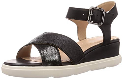 Geox D Pisa D, Sandali Punta Aperta Donna, Nero (Black C9999), 35 EU