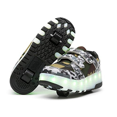 ZZRA Unisex retrattili Invisibili Doppia Ruota Scarpe Skateboard Pulley Skate Scarpe Roller LED Lampeggiante Sportive puleggia Sneakers Ragazze Ragazz