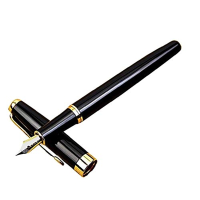 Stilografica Classic Acciaio Inossidabile Durevole Fontana Penna Business Calligrafia Penne Con Il Mezzo D'oro Pennino Per Cerimonia Di Apertura, Comp