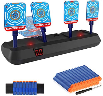 Baztoy Tiro Bersaglio Elettrico per Pistole Nerf, Ripristino Automatico Digitale Target Intelligente Effetto Suono Luce Giocattolo per Bambini 3 4 5 6
