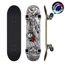 Skateboards Pro - Skateboard completo da 78,7 cm, per ragazzi, principianti, ragazze, ragazzi, adulti, 7 strati in legno di acero, colore: nero precio