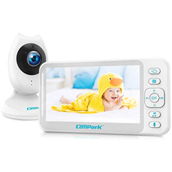 Campark Baby Monitor, 4.3'' LCD Videocamera Babyphone con VOX Visione Notturna, Audio Bidirezionale, 8 Ninne Nanne, Monitoraggio della Temperatura en oferta