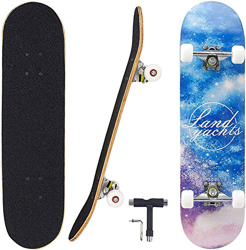 Skateboard 7 strati Deck 31 "x8" Pro Skateboard completo in legno di acero Longboard all'aperto per adolescenti Adulti Principianti Ragazze Ragazzi Ba precio