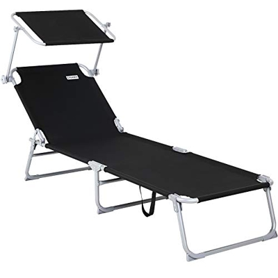 Casaria Lettino Prendisole Pieghevole Hawaii 115kg Tettuccio Telaio Metallo 195cm Sdraio Mare Spiaggia Piscina Giardino