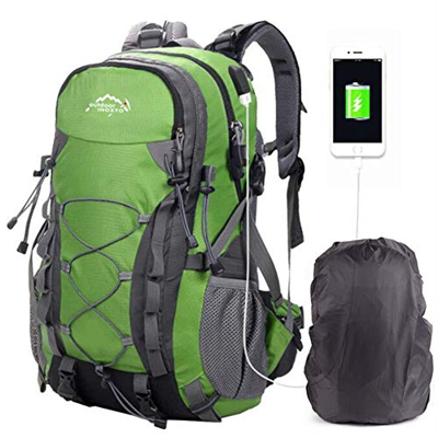 A AM SeaBlue Zaino Trekking da Escursione 40L Litri Camping USB Backpack Casual Viaggio per Donna Uomo Arrampicata Sci Verde By