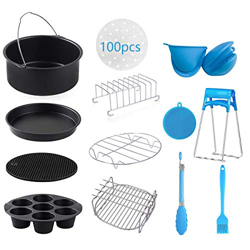 Yingrace - Friggitrice ad aria calda universale da 8", accessorio per tutti i friggitrice ad aria standard XXL, 5,2 litri, 13 pezzi características