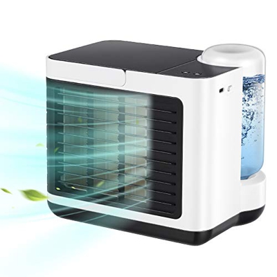 EXTSUD Mini Condizionatore Portatile ad Acqua USB Ricaricabile Personale Air Cooler 3 in 1 Ventilatore Raffreddatore Purificatore d'Aria con 3 velocit