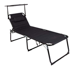 Linder - Lettino prendisole XXL con 3 lettini con parasole, imbottito, colore: Nero características