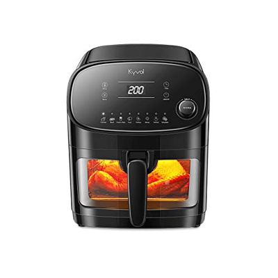 Friggitrice ad Aria 5 Litri Kyvol Air Fryer con Finestrella Trasparente, 8 Programmi, Friggitrice ad Aria Senza Olio Touch LED, Ricette in Italiano