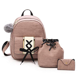 3 Pezzi Set Zaino Donna - Zainetto Ragazza Elegante Portafoglio Portamonete Classe Alla Moda Originali Viaggio precio
