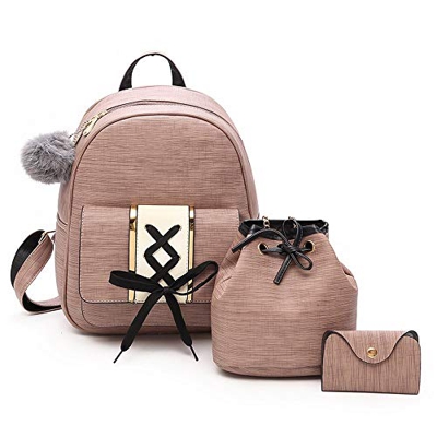 3 Pezzi Set Zaino Donna - Zainetto Ragazza Elegante Portafoglio Portamonete Classe Alla Moda Originali Viaggio