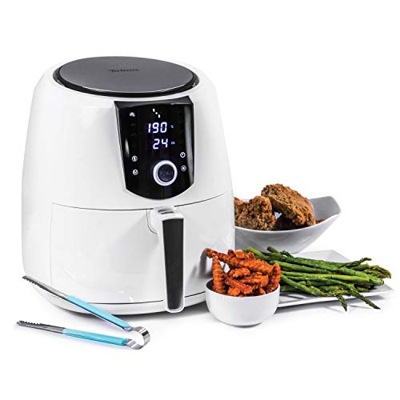 Friggitrice 5.2L XXL ad Aria senza Olio 1800W - Friggitrice Elettrica Calda Air Fryer Multifunzione - Grande Capacità con Recipiente Estraibile - Pann