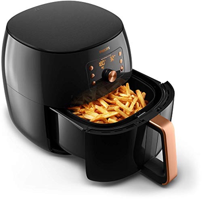 Philips HD9860/90 Airfryer XXL Smart Sensing, l'originale (2225 W, friggitrice ad aria calda, per 4-5 persone, 1400 g, display digitale), nero/oro ros