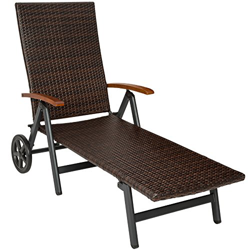 TecTake 800722 Sedia a Sdraio con Rotelle, Rattan Sintetico, Regolato in 5 Posizioni, Giardino Terrazza Esterno, 194x75,5x57 cm -Disponibile in Divers características