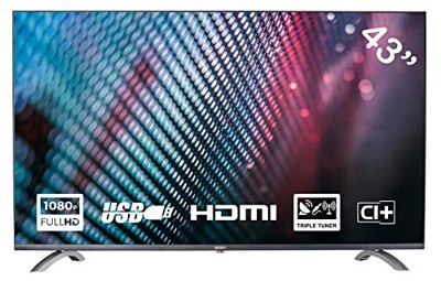 Yasin YT43FTB1 Televisore 43 pollici (108 cm) LED TV (Full HD, Triple Tuner, CI+, HDMI, lettore multimediale via USB 2.0)
