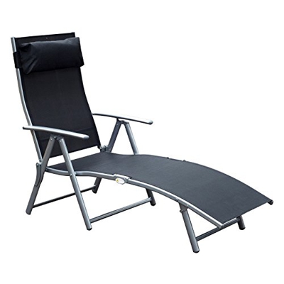 Outsunny Sdraio Prendisole Relax Giardino Esterno Reclinabile Pieghevole Metallo 137 × 63.5 × 100.5cm Nero