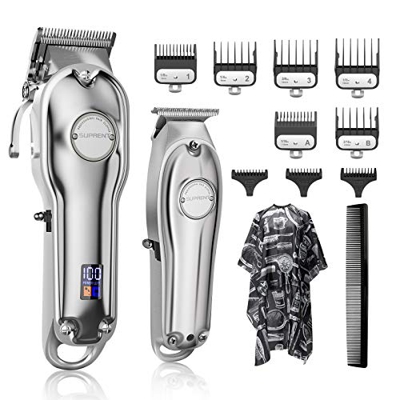 SUPRENT Tagliacapelli Uomo, Elettrico Professionale Capelli Taglierina, Carica USB Trimmer Kit, display a LED ricaricabile Tagliacapelli per Bambini, 