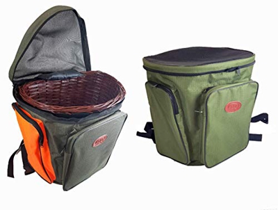 Ra sport Zaino Funghi Porcini Professionale con Fondo a Rete e Cesto Vimini gerla 40x35 Mimentico Rigido Impermeabile Leggero Offerta (Verde con Tasch