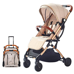SONARIN Passeggino leggero,Passeggino compatto,Pieghevole con una mano,imbragatura a cinque punti,ideale per aeroplano(Cachi) en oferta