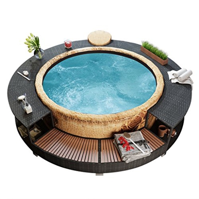 Festnight Bordo Vasca da Spa in polirattan Nero