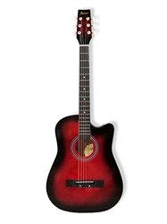 Chitarra classica acustica finitura naturale in legno, tradizionale 4/4 misura 96cm con corde in acciaio (Rosso) en oferta