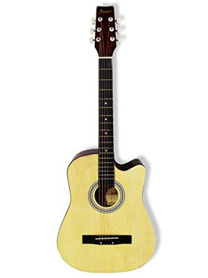 Chitarra classica acustica finitura naturale in legno, tradizionale 4/4 misura 96cm con corde in acciaio (Legno)