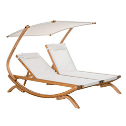 Outsunny Sdraio da Giardino 2 Posti con Schienale Reclinabile 3 Livelli, Tetto e Cuscini, 210x155x175cm Beige precio
