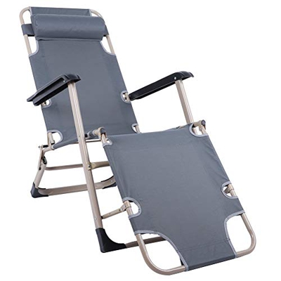 GOTOTOP Sdraio Pieghevole da Spiaggia,Sedia a Sdraio Reclinabile Relax,Lettini da Giardino Pieghevoli con Cuscino Poggiatesta Regolabile,176x47x40 cm(