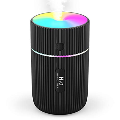 Mini Umidificatore, Purificatore d'Aria Silenzioso, USB travel Auto Umidificatore, 7 Colori LED Auto Spegnimento Senza Acqua, For Baby Room, Yoga, Cam