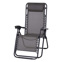Outsunny Poltrona Sedia Sdraio Pieghevole Reclinabile Lettino Relax Zero Gravity Textilene 90x65x110cm Grigio en oferta