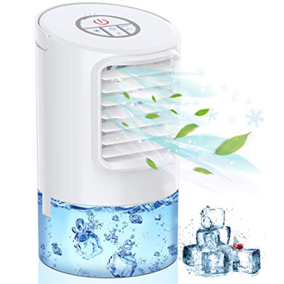 Mini Raffreddatore D'aria, Personale Air Condizionatori Cooler Ventilatore 3IN1 Evaporativo Umidificatore Purificatore D'aria 3 Velocità 7 Colori Luce