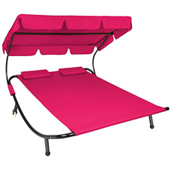 TecTake 800089 Giardino Arredo Sdraio Lettino Prendisole Doppio per 2 Persone + 2 Cuscini - Disponibile in Diversi Colori (Rosso Vino | No. 401498) en oferta