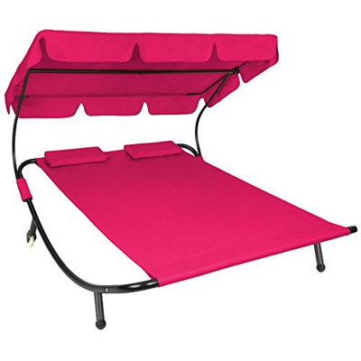 TecTake 800089 Giardino Arredo Sdraio Lettino Prendisole Doppio per 2 Persone + 2 Cuscini - Disponibile in Diversi Colori (Rosso Vino | No. 401498)
