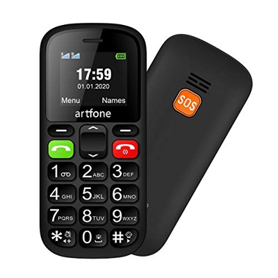 Artfone CS181 GSM Telefono Cellulare per Anziani con Tasti Grandi | Funzione SOS | 1.77" Display | Supporto SIM Doppio | Chiamata Rapida and Torcia | 