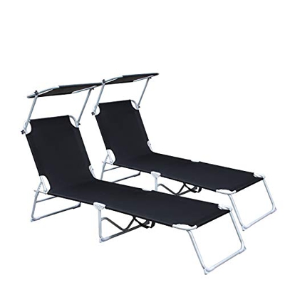 Hengda - 2X Lettino a sdraio per prendere il sole, Lettini Prendisole Pieghevoli Sedie a Sdraio da Giardino, Arredamento da Giardino 189 x 55 x 27 cm 