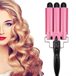 Ferro Arricciacapelli 3 Tubi, Piastra Capelli Onde Bacchetta Ondulata, Doppia Regolazione della Temperatura per Capelli Lunghi/Corti Acconciature Effe precio